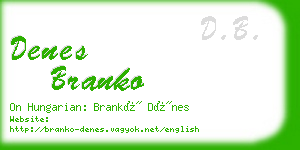 denes branko business card